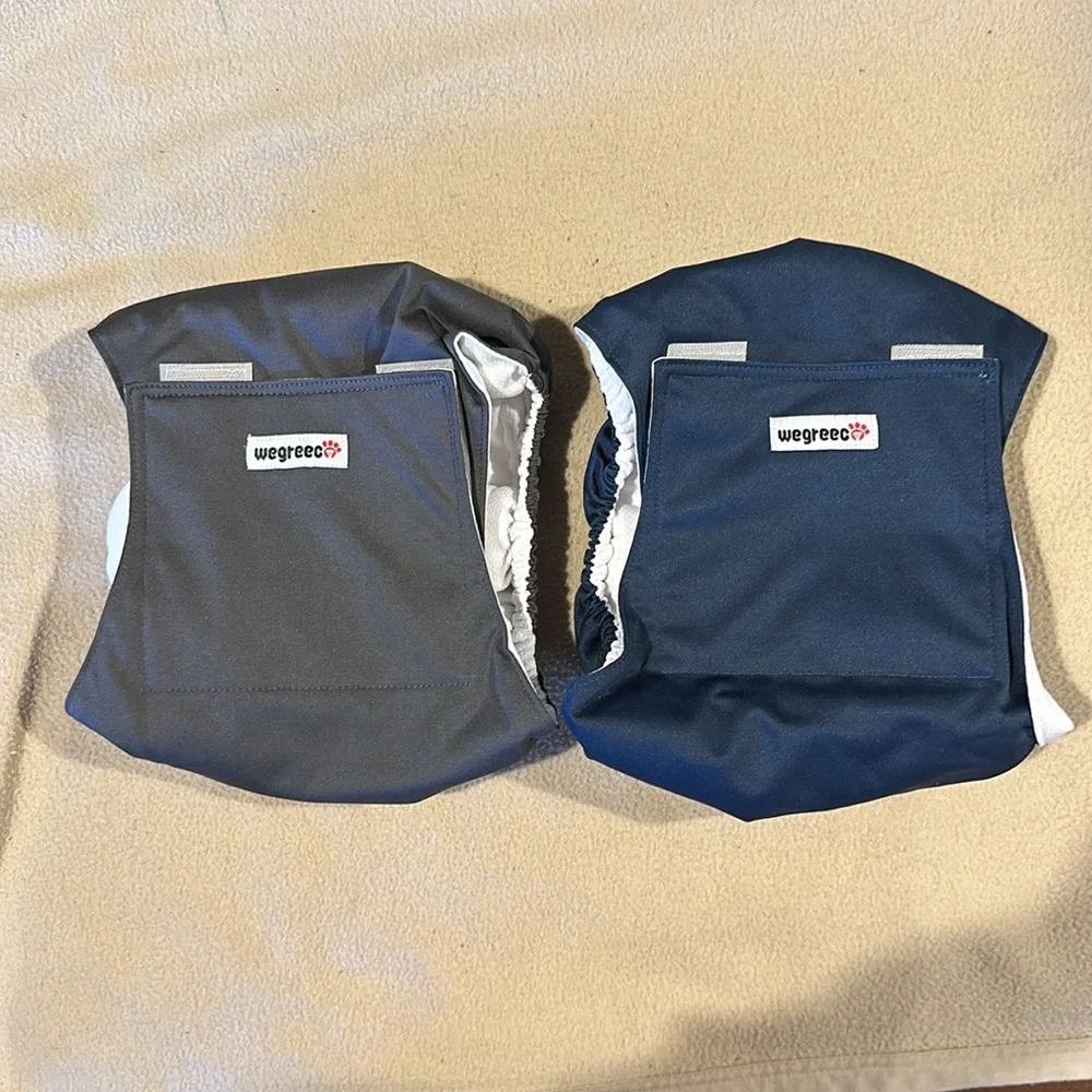 NWT wegreeco Washable Male Dog Belly Band Pack of 2 in Gray and Black